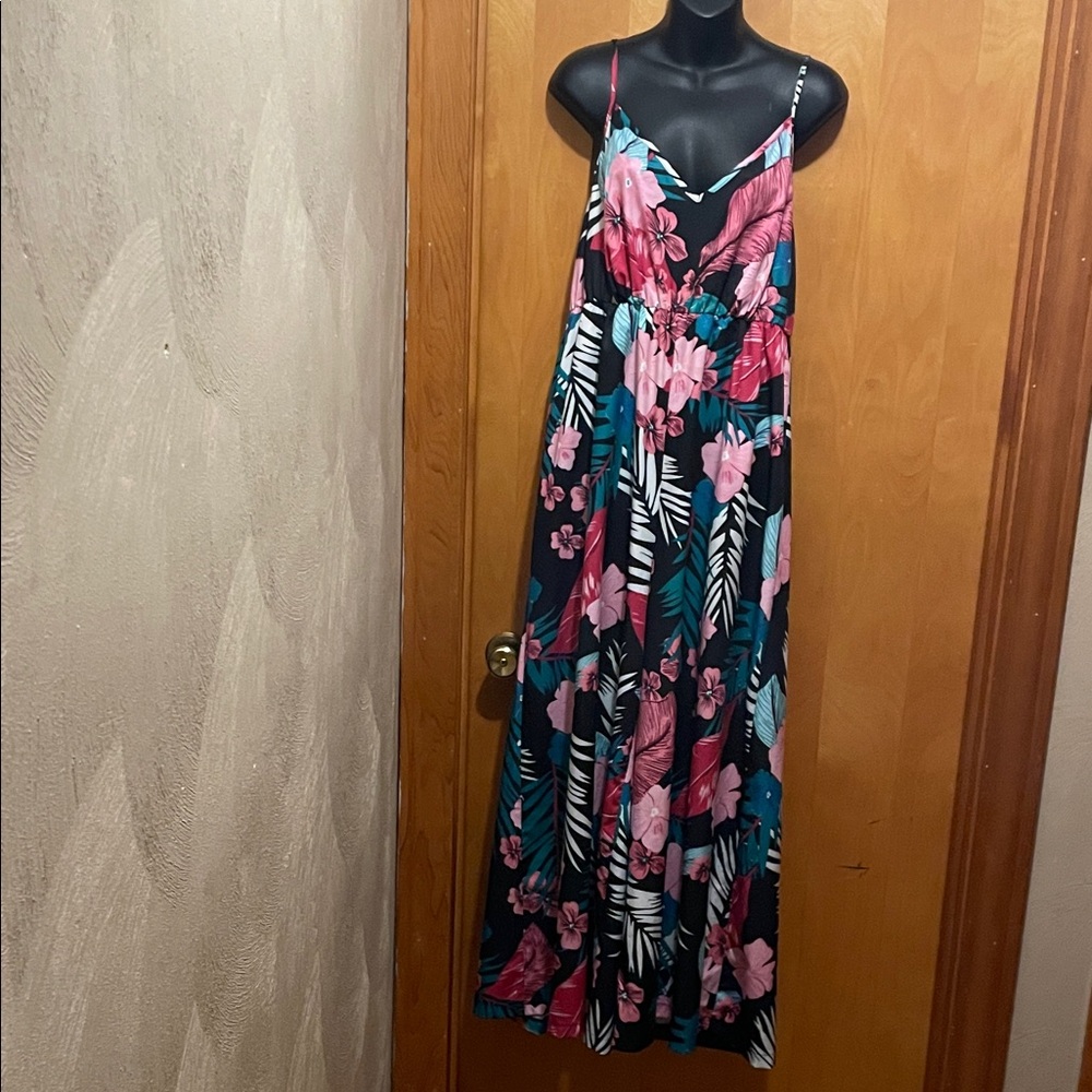 Floral Maxi  jumper - By SHEIN Black, Pink, Blue